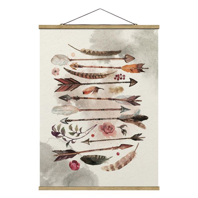 Contemporary art prints Boho Arrows And Feathers - Watercolour