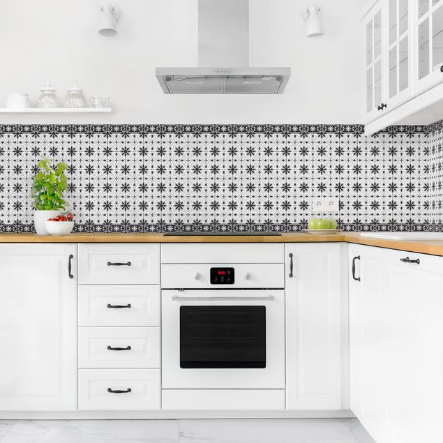 Kitchen splashback black and white Geometrical Tile Mix Cross Black