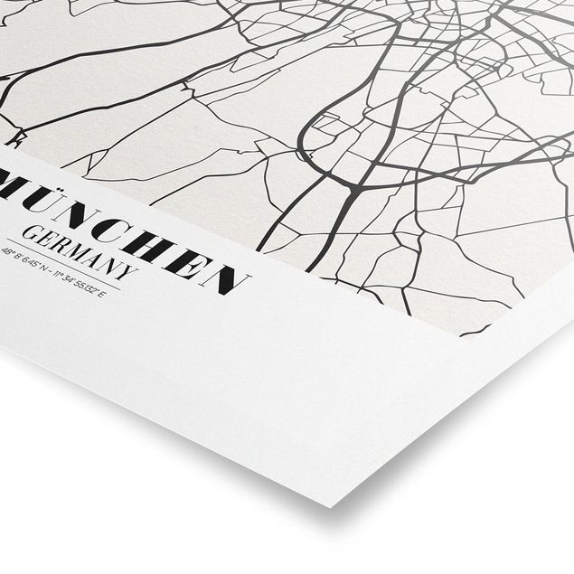 Black and white art Munich City Map - Classic