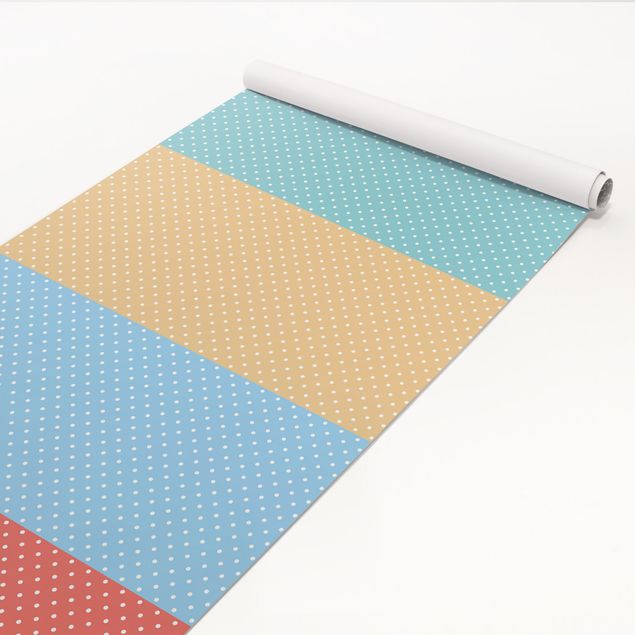 Adhesive films patterns Pastel Colours Dotted White  - Turquoise Blue Yellow Red