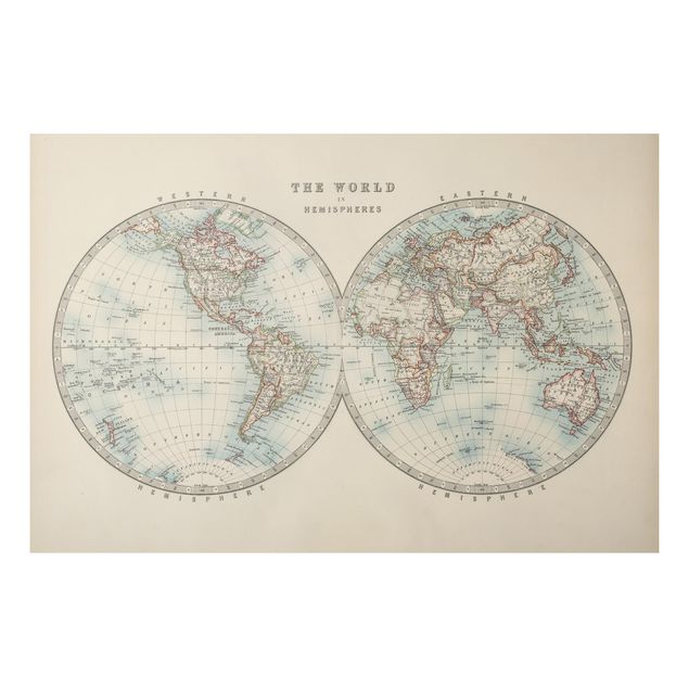 Vintage posters Vintage World Map The Two Hemispheres