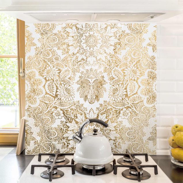 Kitchen Antique Baroque Wallpaper In Gold