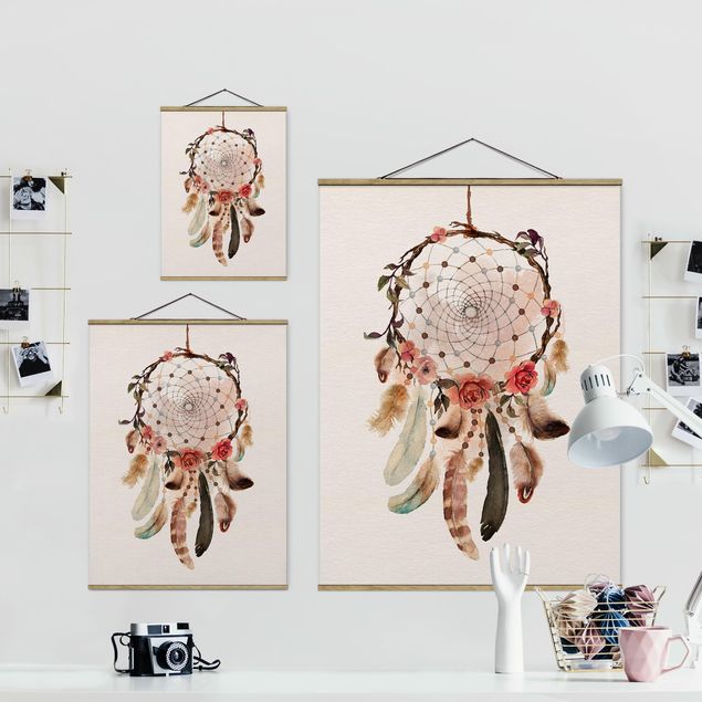 Fabric print with posters hangers Dream Catcher With Beads