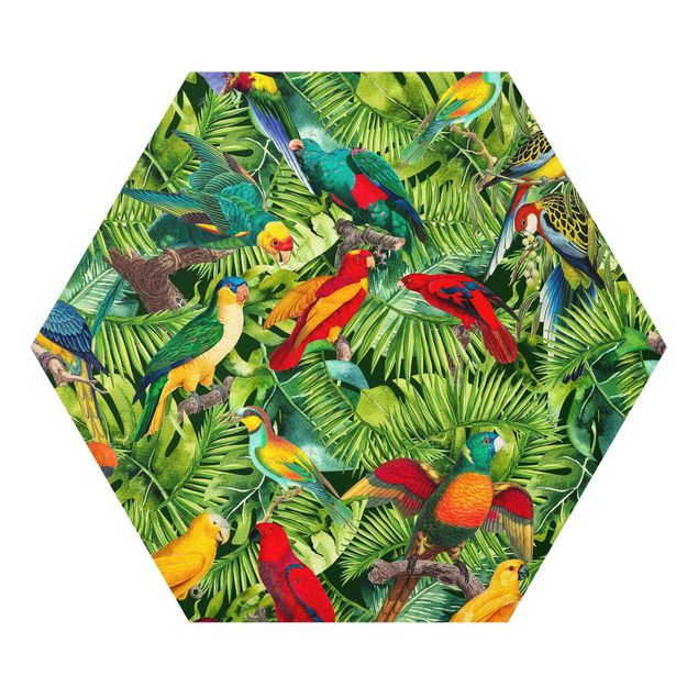 Prints floral Colorful Collage - Parrot In The Jungle