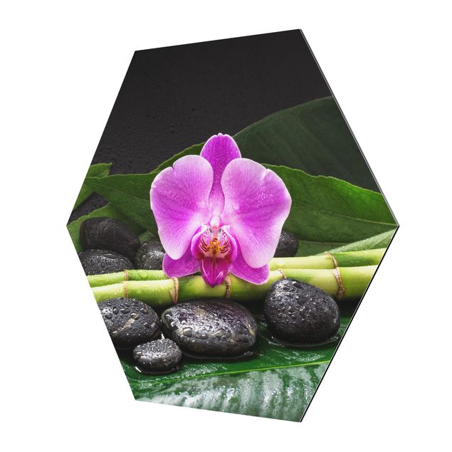 Floral picture Green Bamboo With Orchid Flower