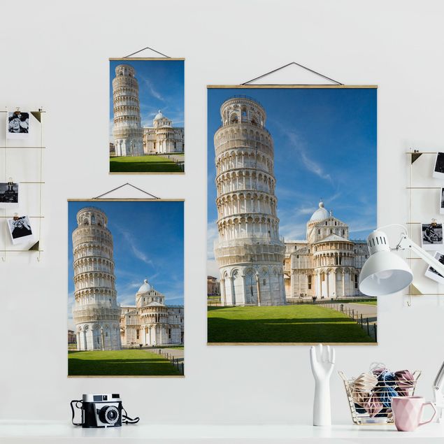 Fabric print with posters hangers The Leaning Tower of Pisa