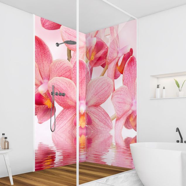Shower wall cladding Light Pink Orchid On Water