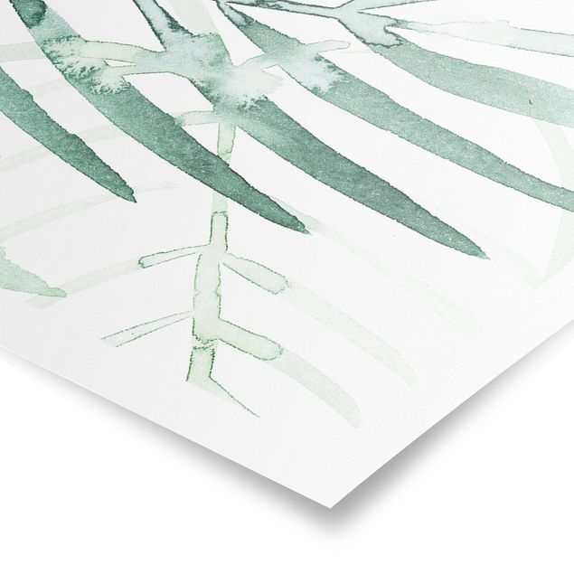 Green art prints Palm Fronds In Watercolour I