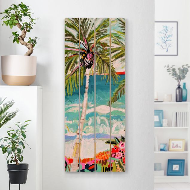 Kitchen Palm Tree With Pink Flowers I