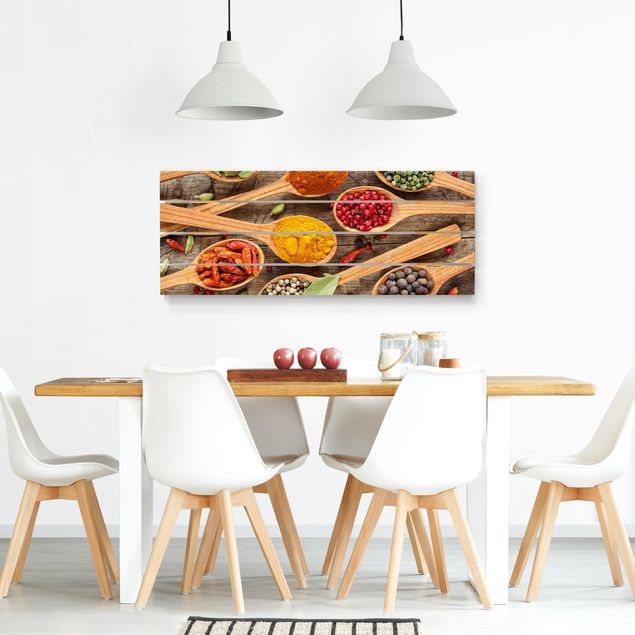 Prints on wood Spices On Wooden Spoon