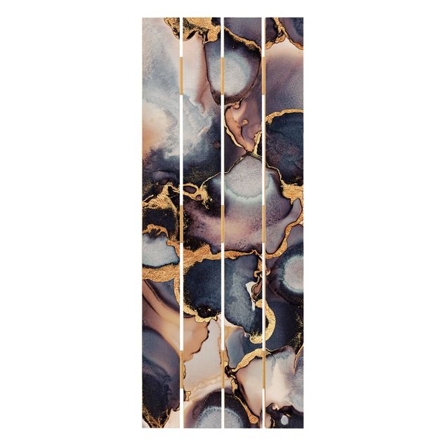Wood prints Marble Watercolour With Gold