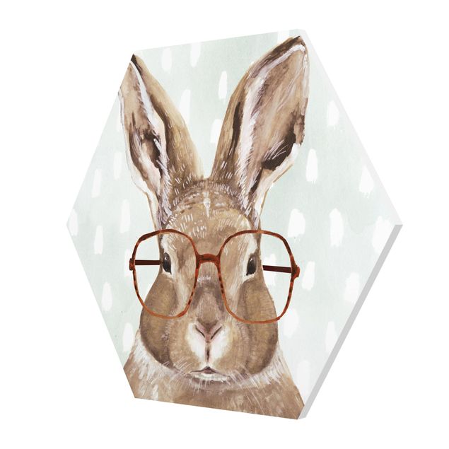 Prints brown Animals With Glasses - Rabbit