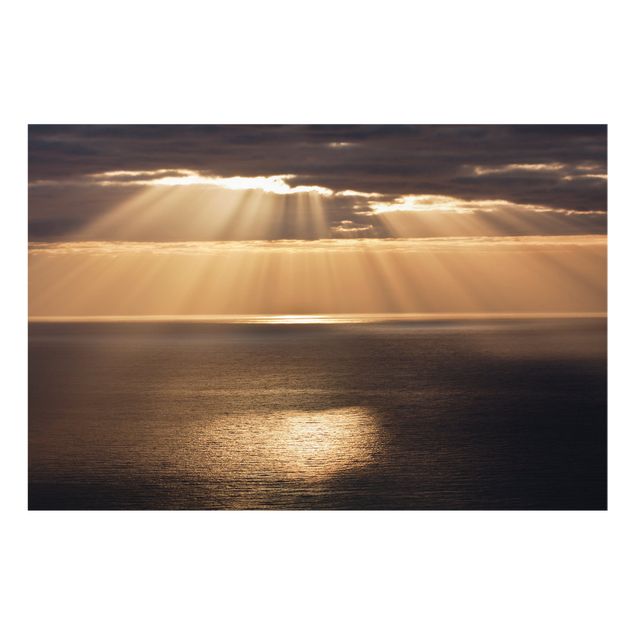 Glass splashback beach Sunbeams Above Sea