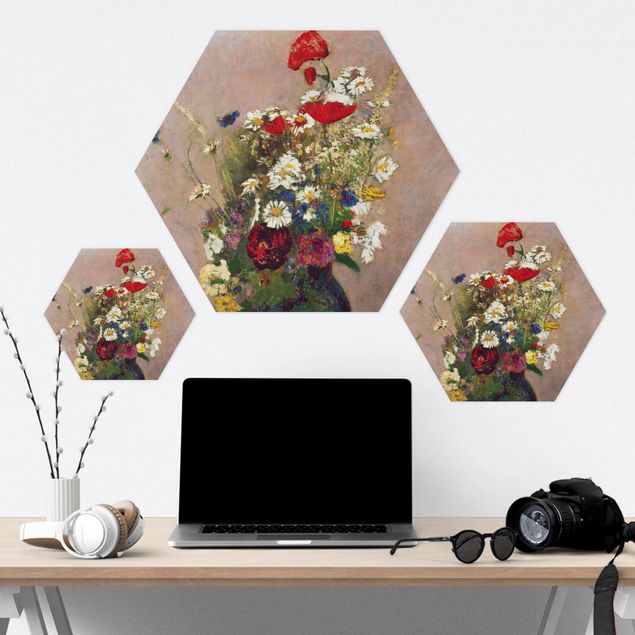 Canvas Art Odilon Redon - Flower Vase with Poppies
