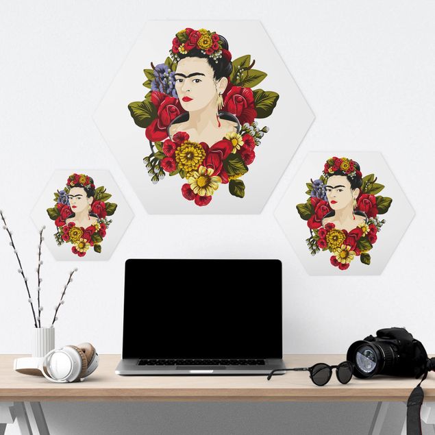 Hexagonal prints Frida Kahlo - Roses