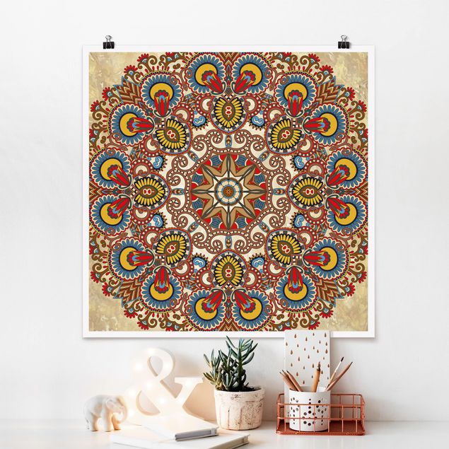 Modern art prints Coloured Mandala
