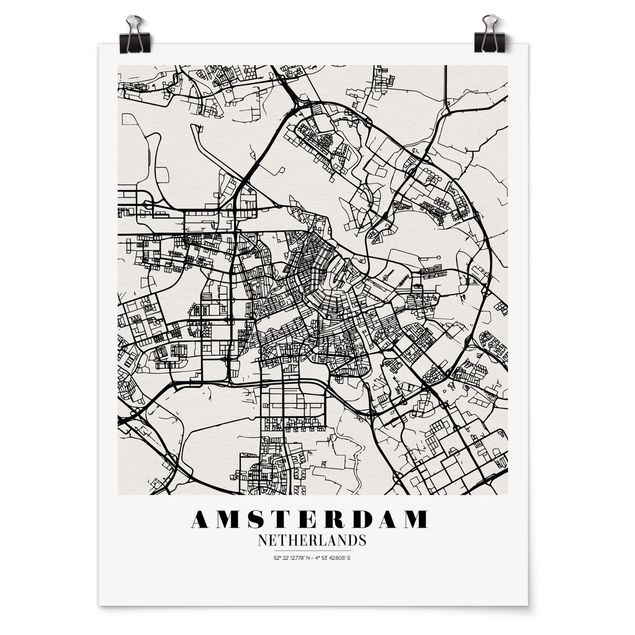 Framed quotes Amsterdam City Map - Classic
