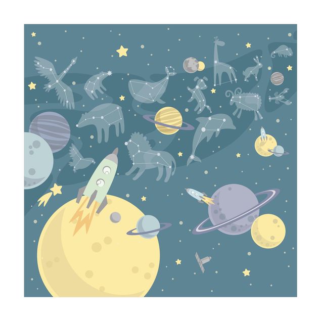 mandala rugs Planets With Zodiac And Rockets