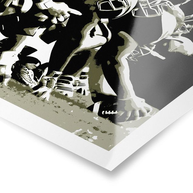 Prints black and white American Football