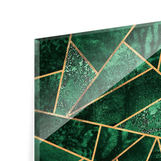 Glass splashback kitchen Dark Emerald With Gold
