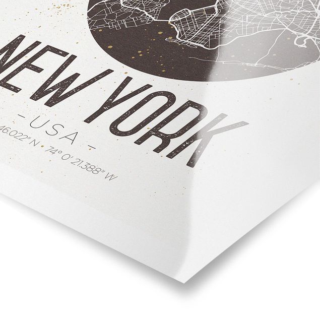 Prints brown New York City Map - Retro