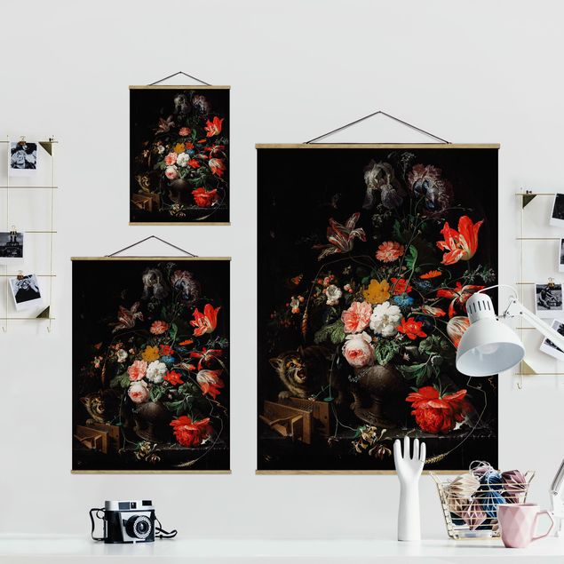 Prints flower Abraham Mignon - The Overturned Bouquet