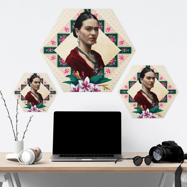 Art print Frida Kahlo - Flowers And Geometry