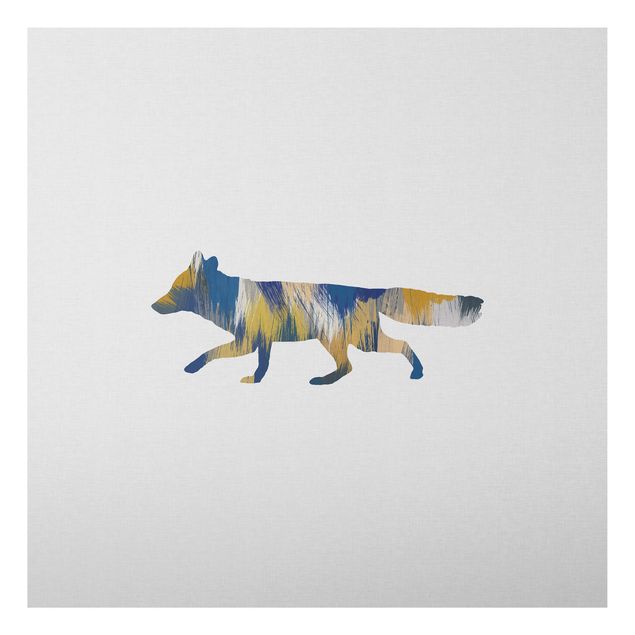 Animal wall art Fox In Blue And Yellow