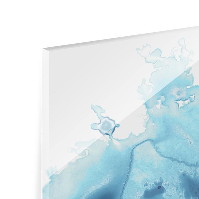Glass Splashback - Wave Watercolor Blue I - Landscape 1:2