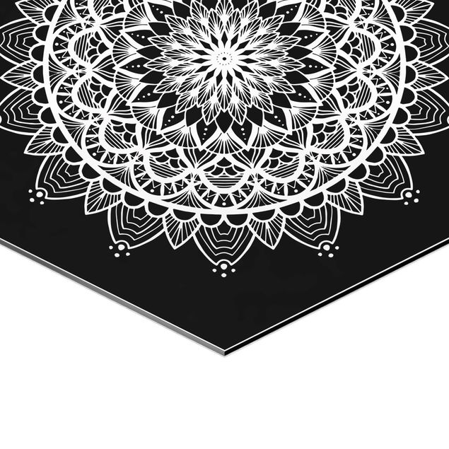 Hexagon photo prints Mandala Illustration Shabby Set Black White