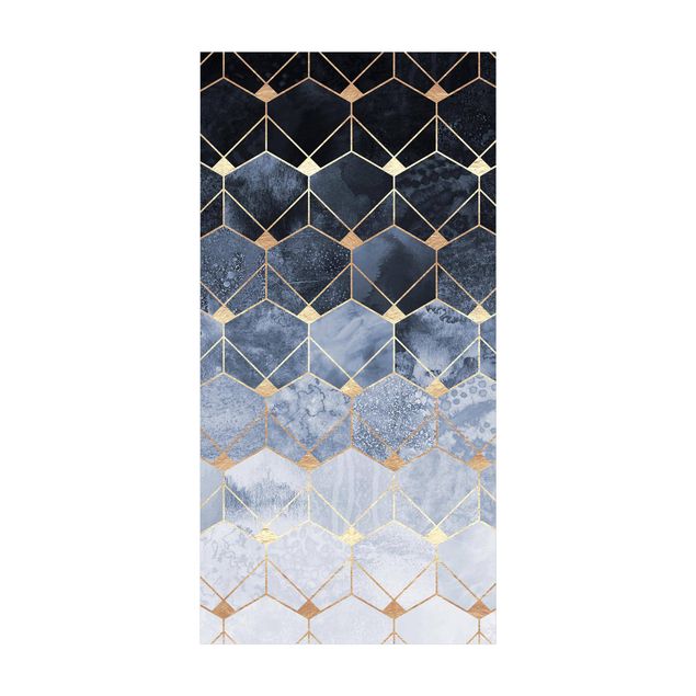 Modern rugs Blue Geometry Golden Art Deco