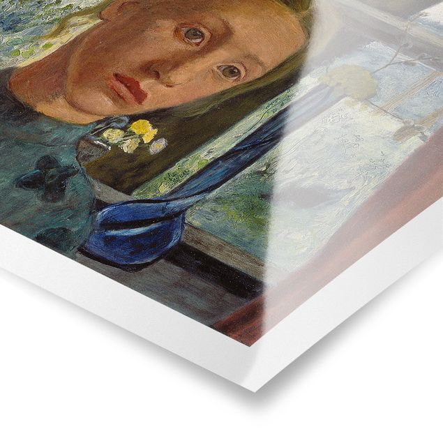 Prints modern Paula Modersohn-Becker - Girl'S Head In Front Of A Window