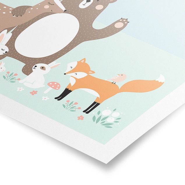 Prints nursery Forest Friends with forest animals blue