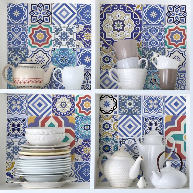 Adhesive films for furniture frosted Tiled Wall - Ornate Portuguese Tiles