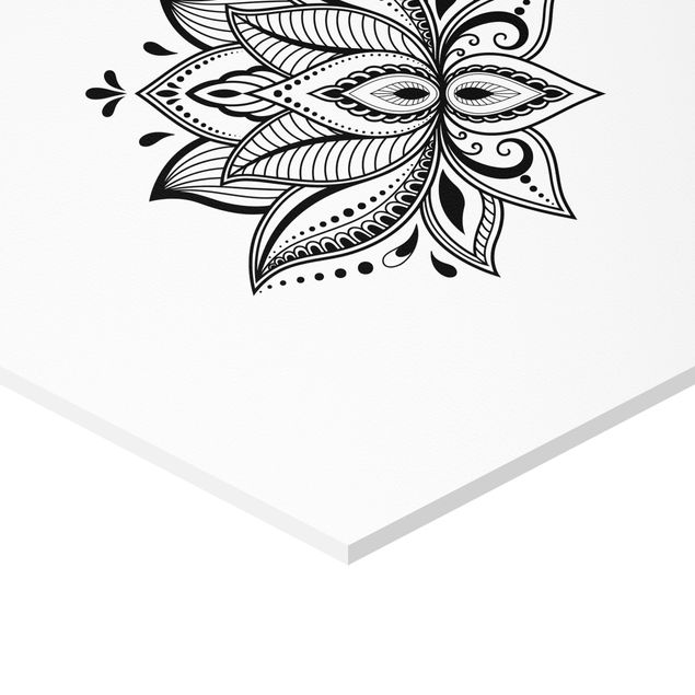 Prints Mandala Hamsa Hand Lotus Set On White
