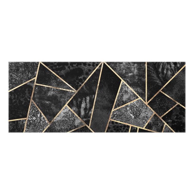 Glass splashback abstract Gray Triangles Gold