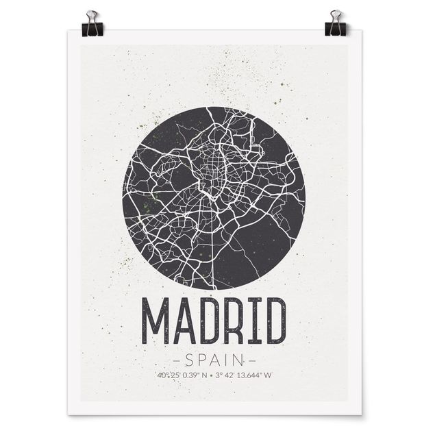 Quote wall art Madrid City Map - Retro