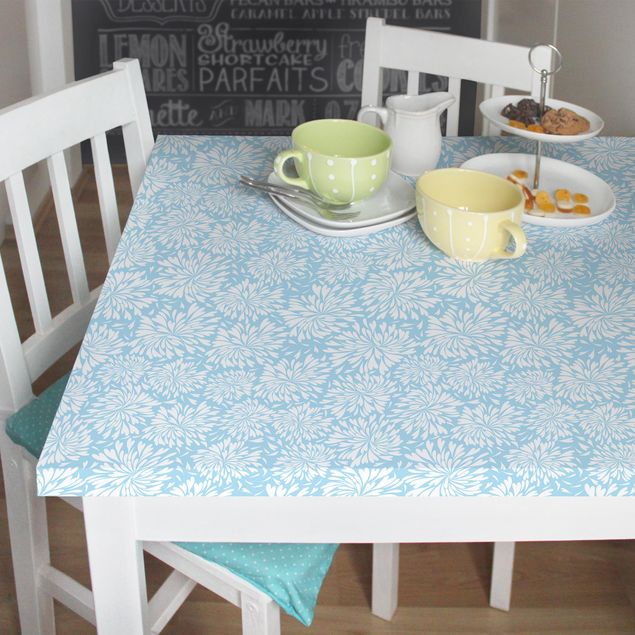 Adhesive films for furniture frosted Modern Scandinavian Floral Pattern Light Blue