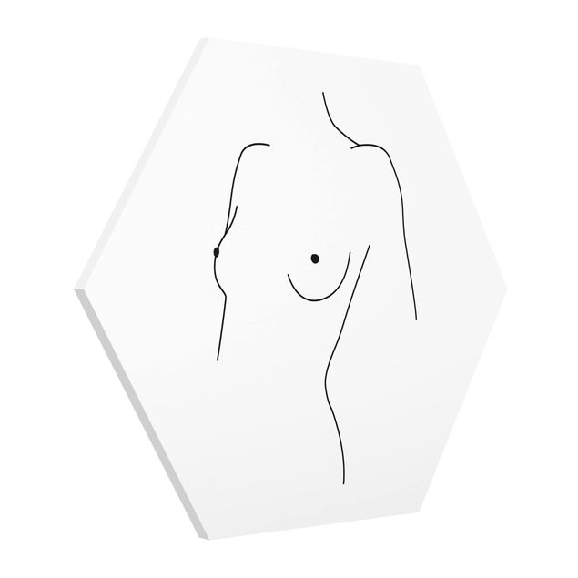 Contemporary art prints Line Art Nude Bust Woman Black And White