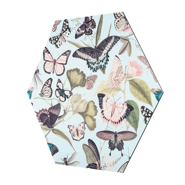 Prints multicoloured Vintage Collage - Butterflies And Dragonflies