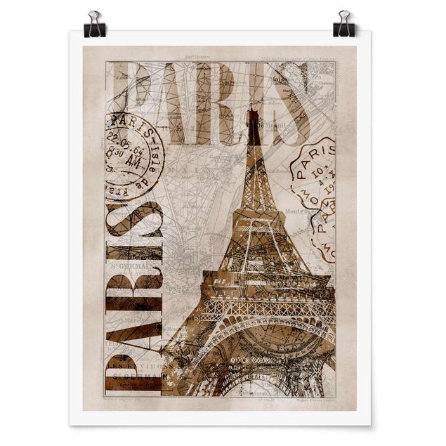 Art posters Shabby Chic Collage - Paris