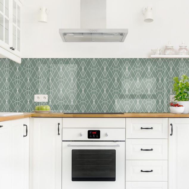 Kitchen splashbacks Art Deco Diamond Pattern In Front Of Green XXL