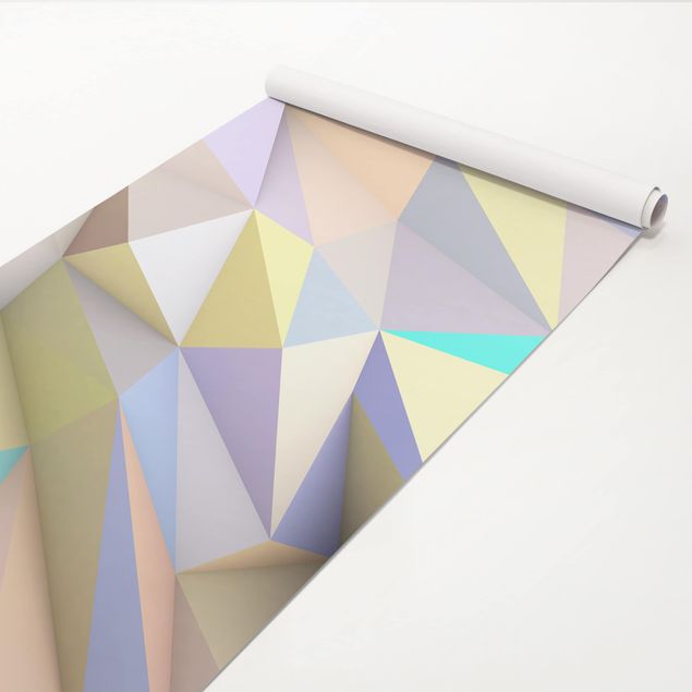 Adhesive films for furniture patterns Geometrical Pastel Triangles In 3D