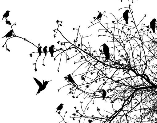 Film adhesive Branches and Birds in Autumn