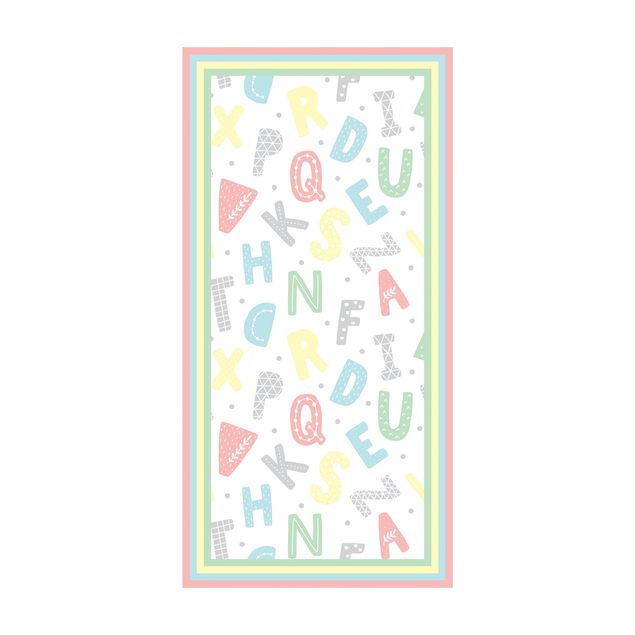 modern area rugs Alphabet In Pastel Colours With Frame