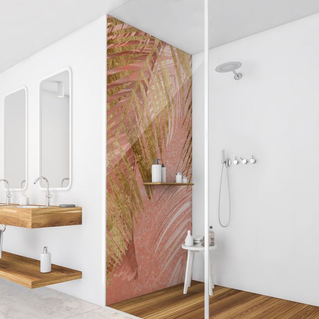 Shower panels Palm Fronds In Pink And Gold III