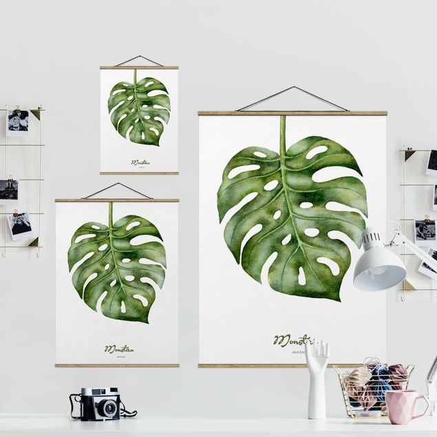 Fabric print with posters hangers Watercolour Botany Monstera