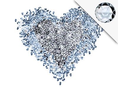 Wall stickers heart No.421 Diamond Heart + 15 CRYSTALLIZED™ Swarovski-Stones Set