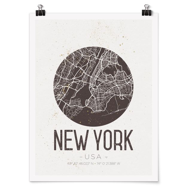 Prints maps New York City Map - Retro