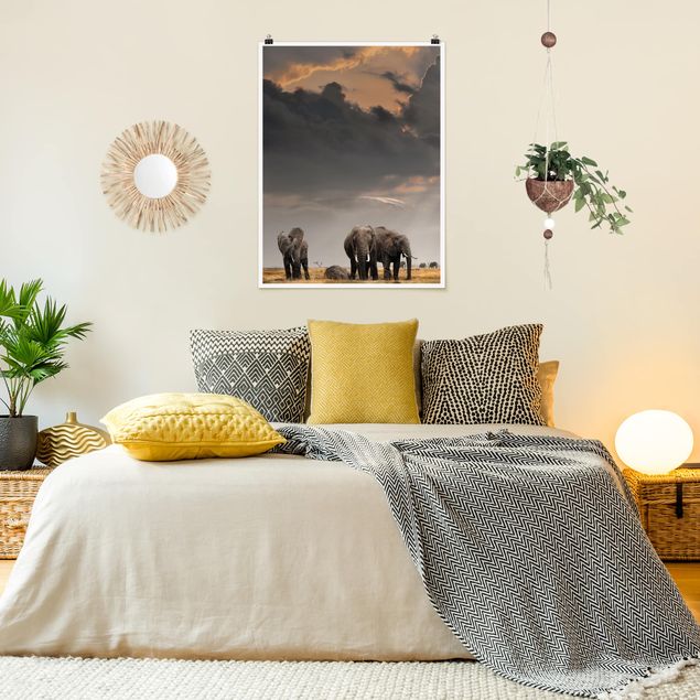 Prints landscape Elephants in the Savannah